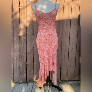 NWT Nasty Gal Paisley Ruffle Hem Strappy Midi Red burnt orange Dress